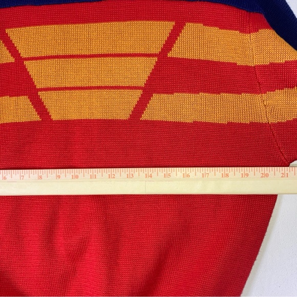 Obermeyer Sweater Round Neck Men's M Ski Apine Red Blue Yellow - Picture 10 of 14
